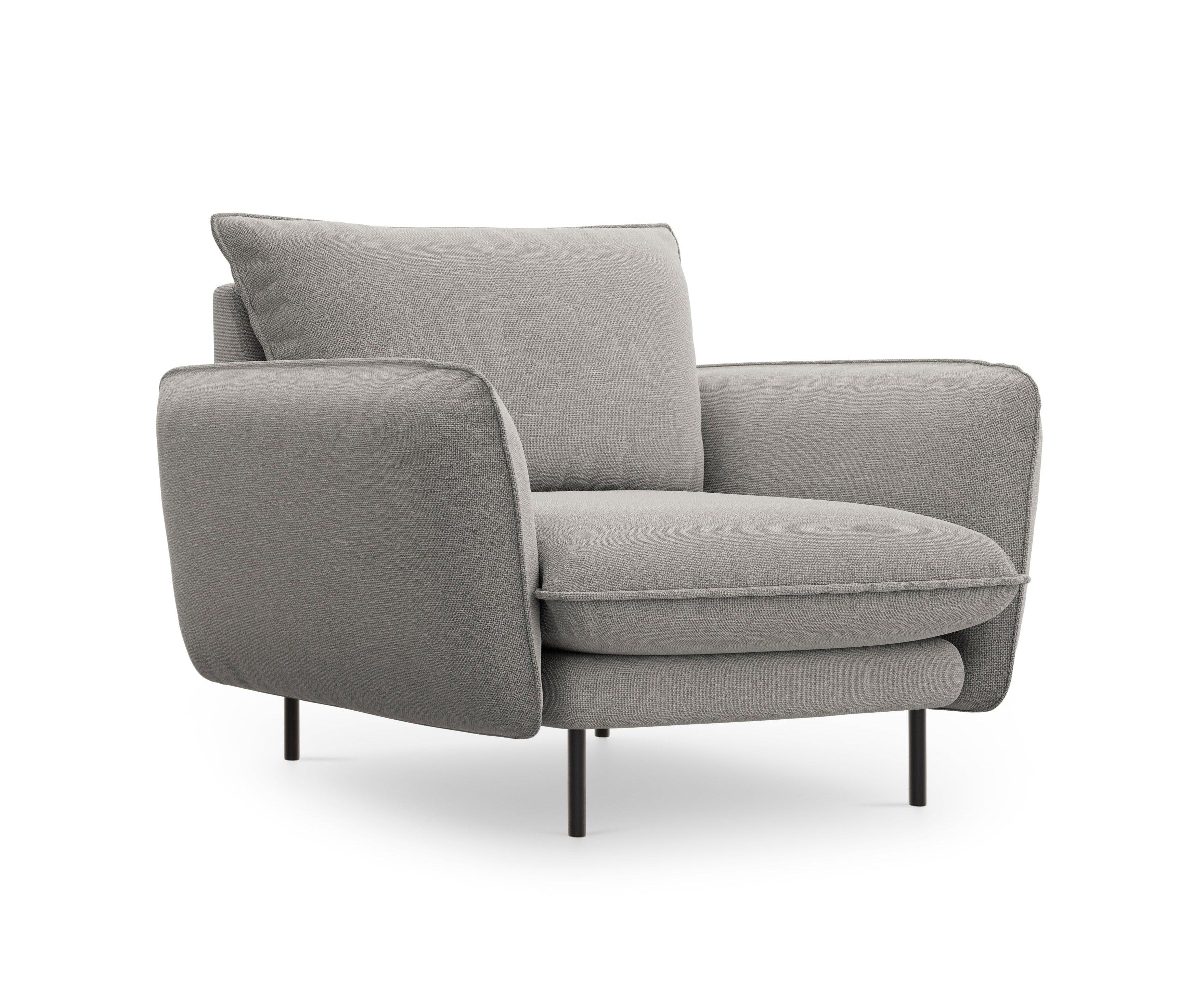 VIENNA armchair light grey with black base - Eye on Design