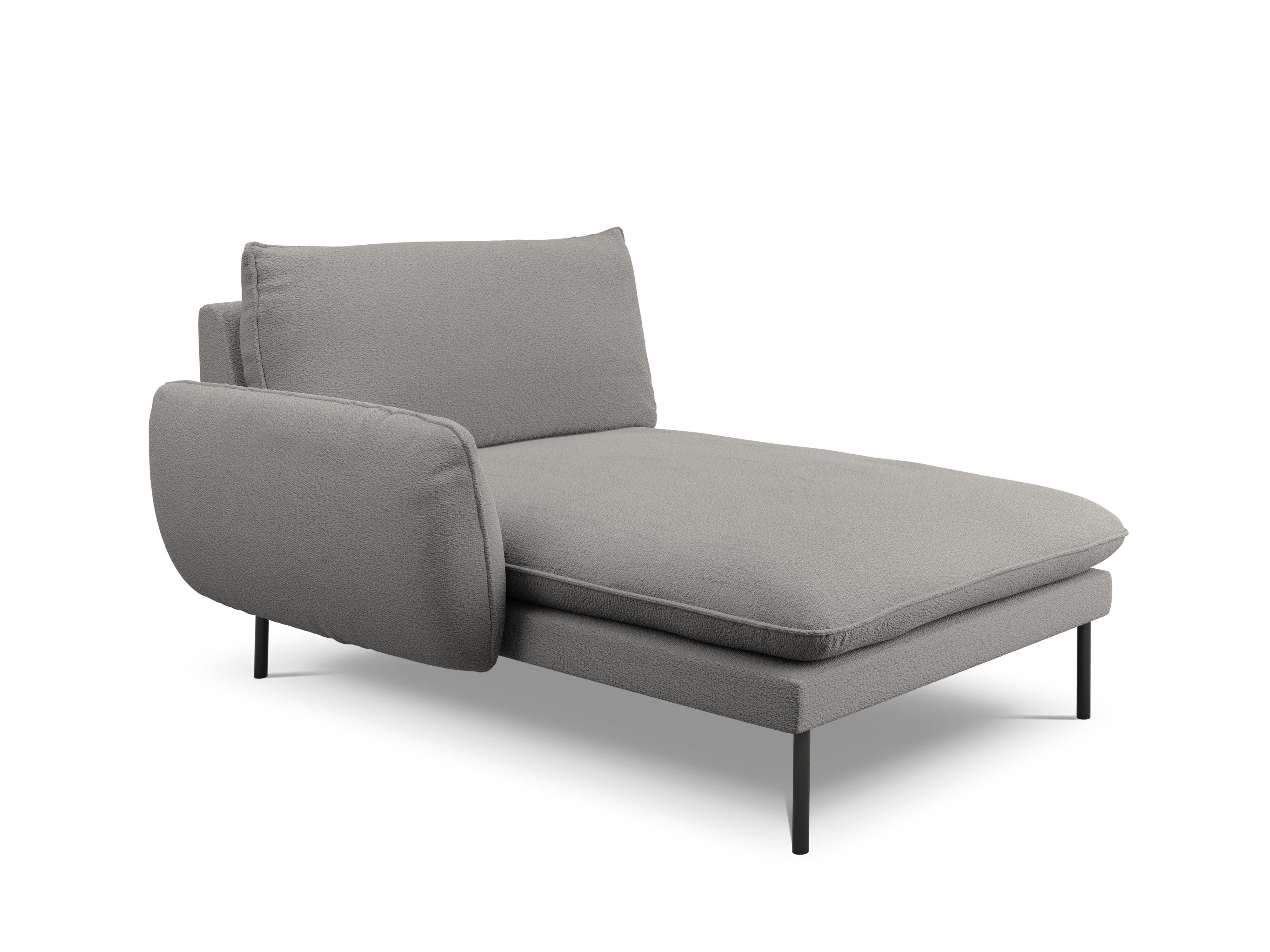 VIENNA chaise longue in boucle fabric left side grey with black base - Eye on Design