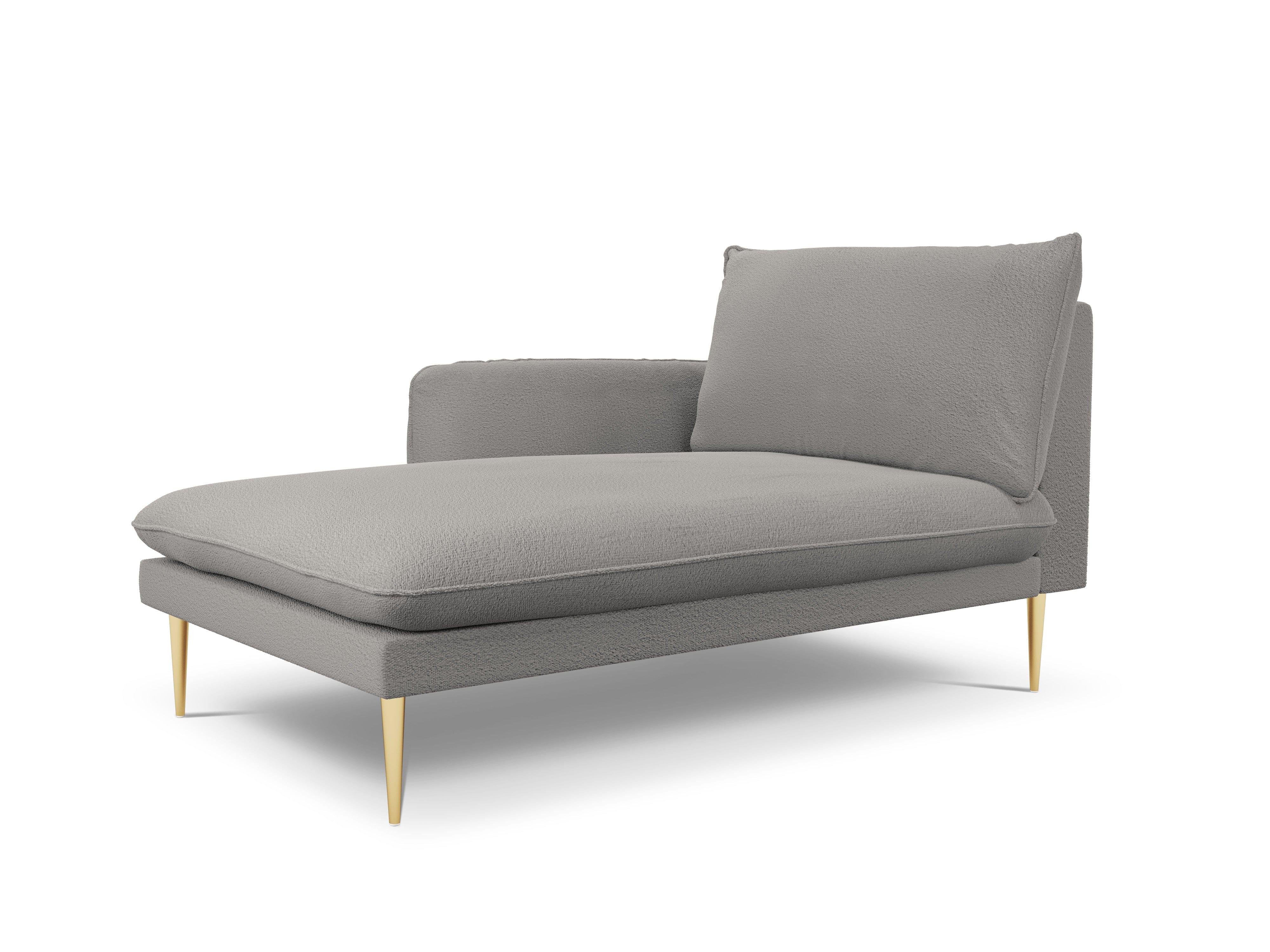 VIENNA chaise longue in boucle fabric left side grey with gold base - Eye on Design