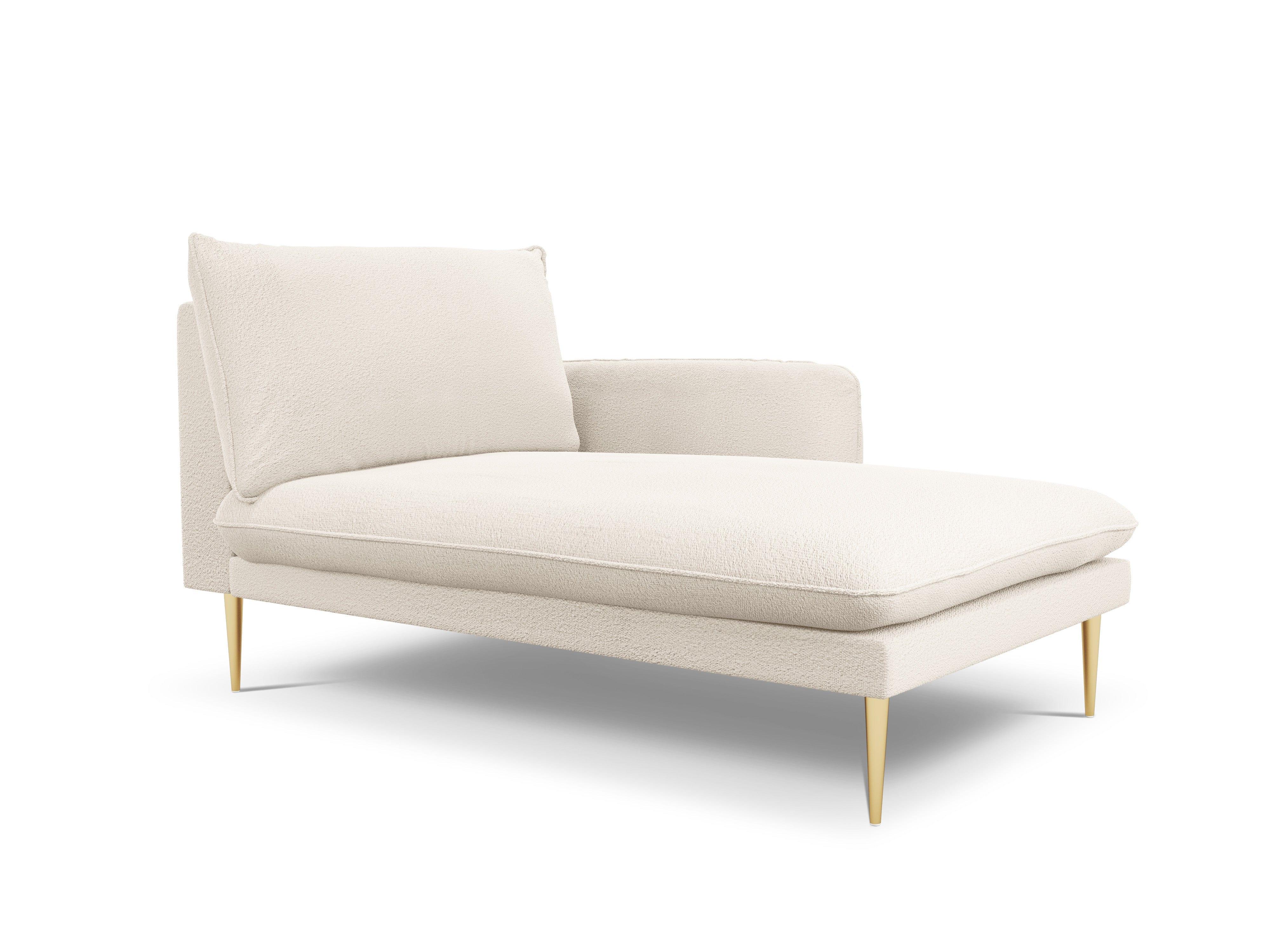 VIENNA chaise longue in boucle fabric right side beige with gold base - Eye on Design