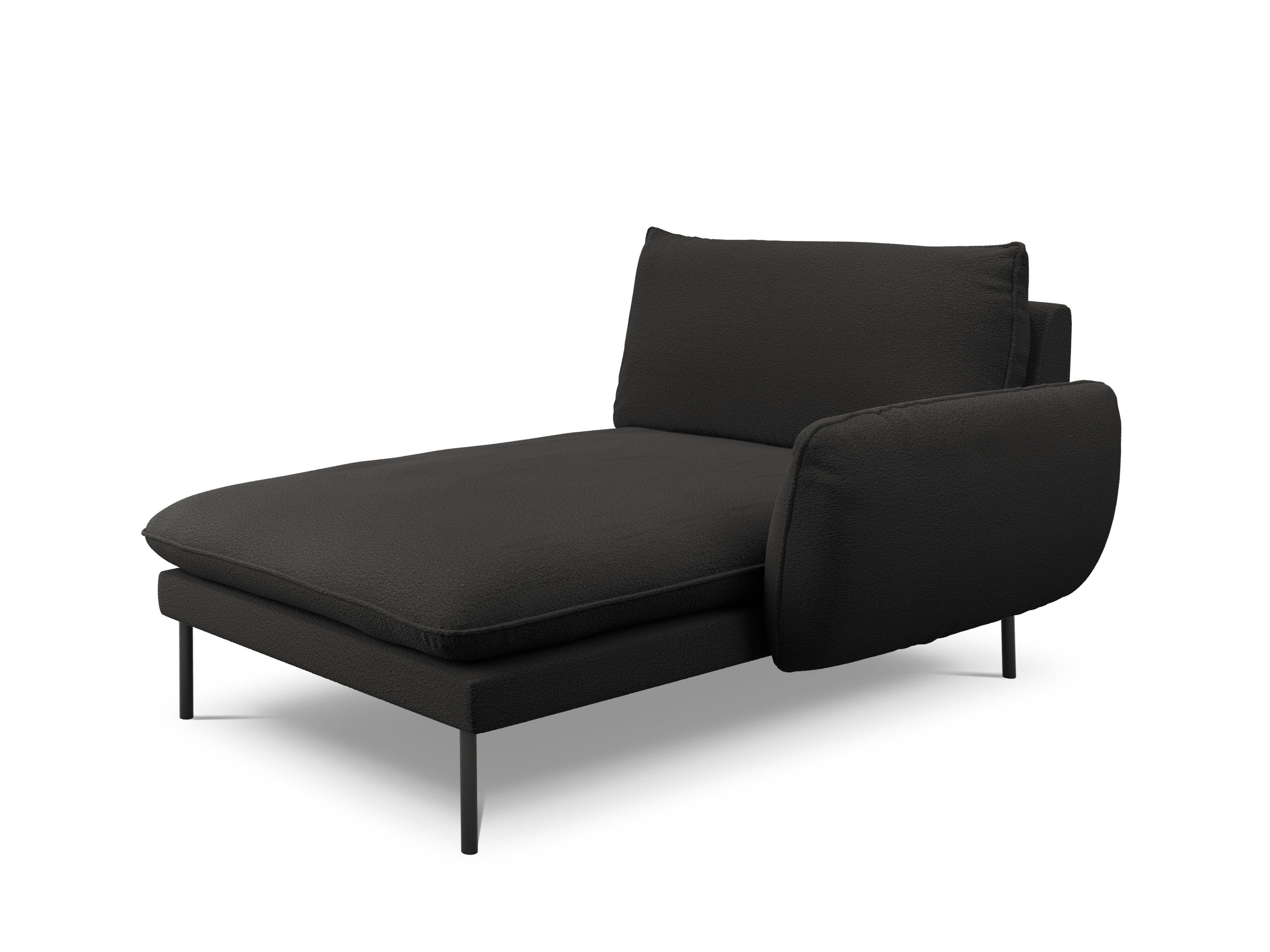 VIENNA chaise longue in boucle fabric right side black with black base - Eye on Design